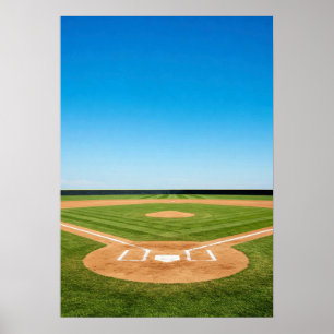 Poster Diamante de Beisebol Sob um Céu Azul Brilhante