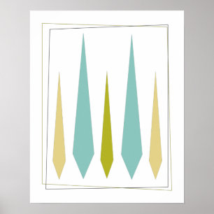 Poster Diamantes de Azul Aqua Azul Avocado Verde Amarelo 
