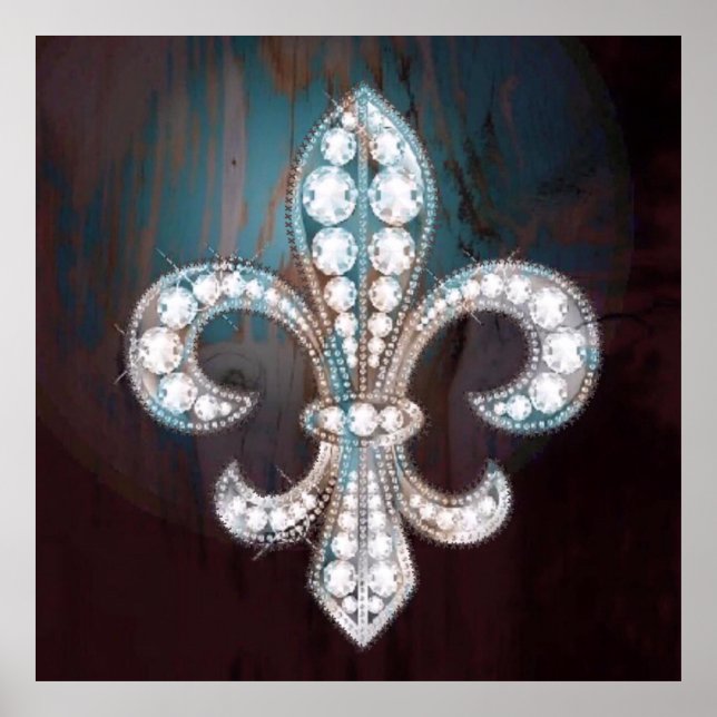 Poster Diamond Fleur de Lis Wooden (Frente)
