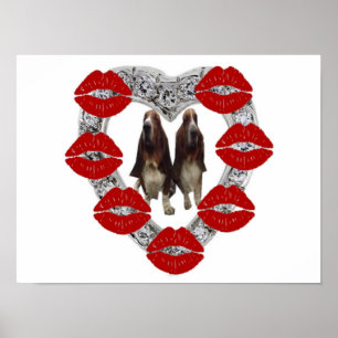 Poster Diamond Heart Com Bassets & Kisses