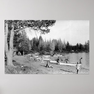Pôster Diamond Lake, Oregon Beach Swimmers Photograph