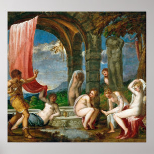 Poster Diana and Actaeon - Andrea Schiavone - c1550