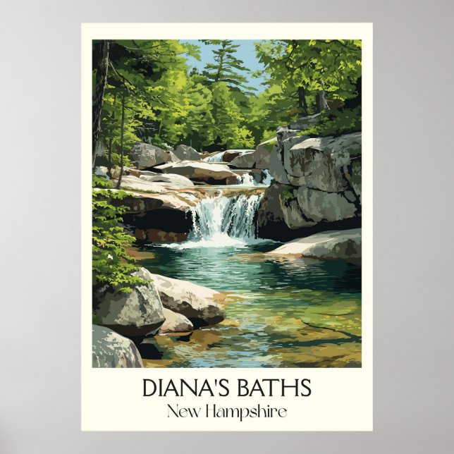 Poster Diana's Baths New Hampshire Falls (Frente)