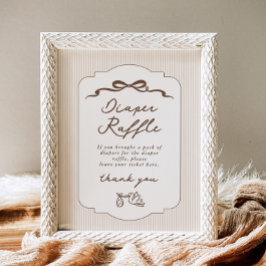 Poster Diaper raffle Bebe Cafe Brown Bow Handdrawn