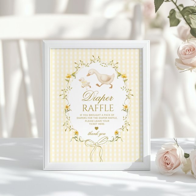 Poster Diaper raffle Silly Goose gender neutral gingham (Criador carregado)