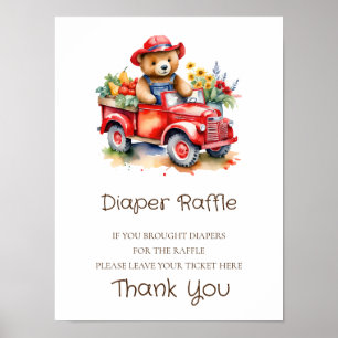 Poster Diaper Raffle Sinal Teddy Bebê Cultivado Localment