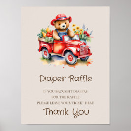 Poster Diaper Raffle Sinal Teddy Bebê Cultivado Localment