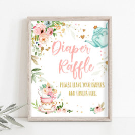 Poster Diaper Raffle Tea Party Baby Brewing Baby Shower