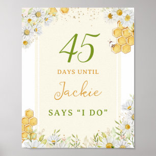 Poster Dias Até o Casamento Bumblebee Daisy Chá de Noiva