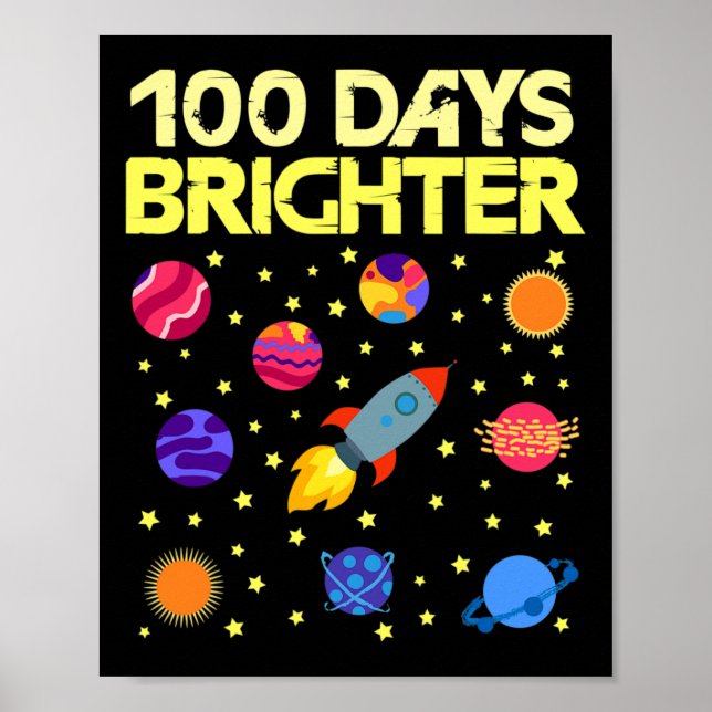 Poster Dias Brighter 100º Dia das Estrelas Escolares Fogu (Frente)