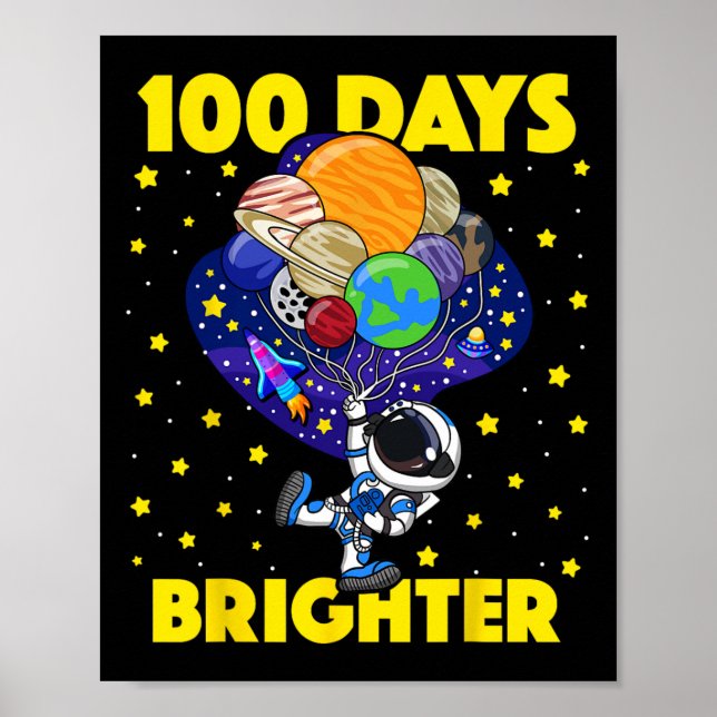 Poster Dias Brighter 100º Dia do Espaço Astronauta Escola (Frente)