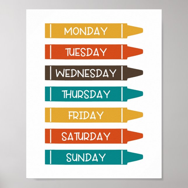 Poster Dias da semana Nursery Wall Art (Frente)