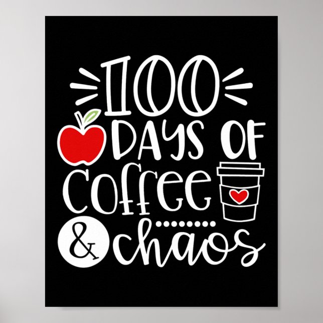 Poster Dias De Café Professora Feliz 100 Dias De Sch (Frente)