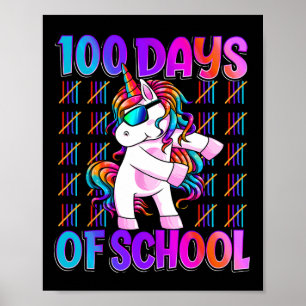 Poster Dias de Escola Unicórnio 100 Dias Mais Inteligente
