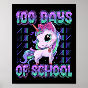 Poster Dias de Escola Unicórnio 100 Dias Mais Inteligente