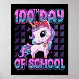 Poster Dias de Escola Unicórnio 100 Dias Mais Inteligente