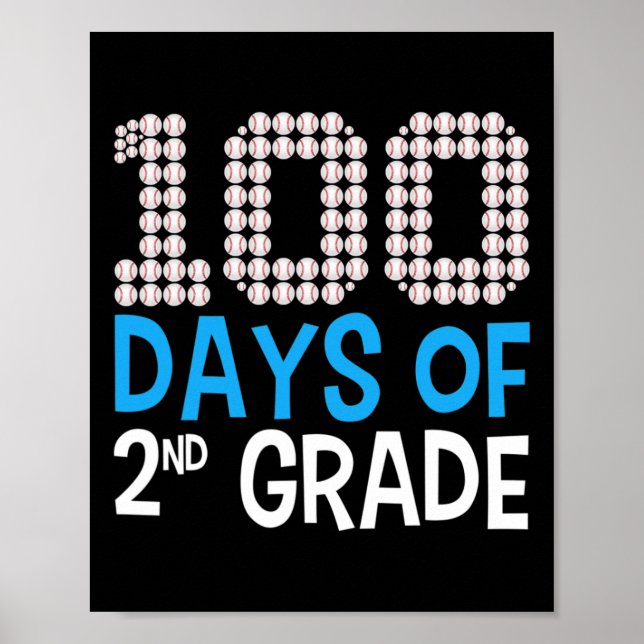 Poster Dias De Esportes De Basebol Da Classe segundo 100. (Frente)