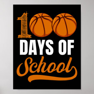 Poster Dias de Menina Jogadora De Basquete Da Escola