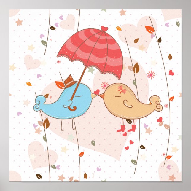 Pôster Dias de os namorados de Casamento de Pássaros (Frente)