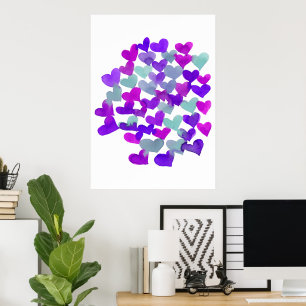 Poster Dias de os namorados - roxo e aqua