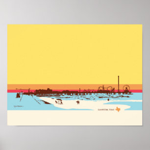 Poster Dias de Surf - Ilha de Galveston, Pleasure Pier