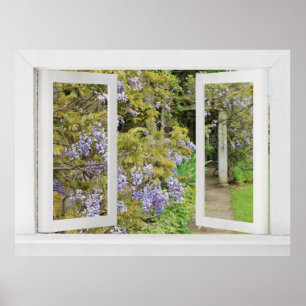 Pôster Dias de Verão - Vista de Janela Aberta com Wisteri