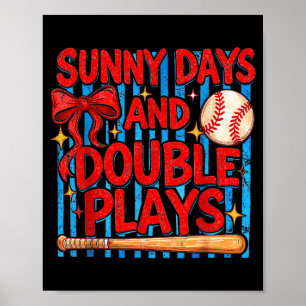 Poster Dias Ensolarados e Duas Partidas Jogo de Beisebol