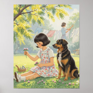 Poster Dias Ignorados - Rapariga Mãe e Cachorro