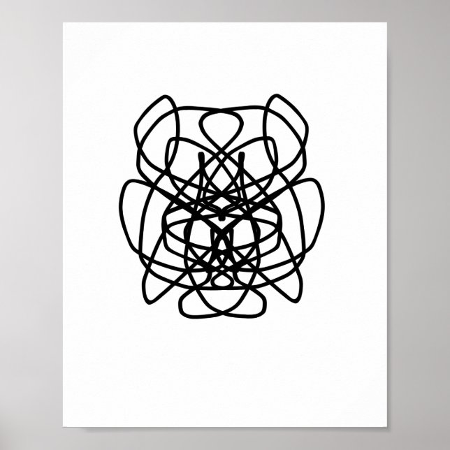 Poster Dibujo de arte de líneas abstractas angry dog (Frente)