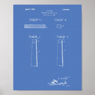 Pôster Dica da Cue Billiard Sem Chalkard 1925 - Blueprint