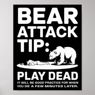 Poster Dica de Ataque de Urso Finja Estar Morto Caminhada