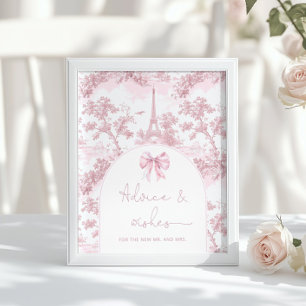 Poster Dicas e votos rosa Toile Paris para Recém-Casados