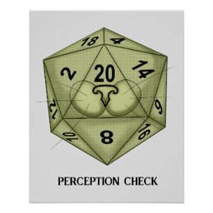 Pôster Dice. Gato. D20 Verificação de Percepção