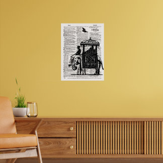 Poster Dicionário de Arte de Elefante com Howdah