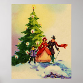 Poster Dickens style Christmas illustration