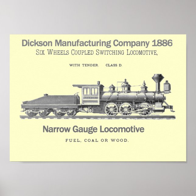 Poster Dickson Switching Locomotive 1886 (Frente)