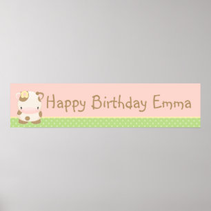 Pôster Diddles Farm Moo-Cow Birthday Banner