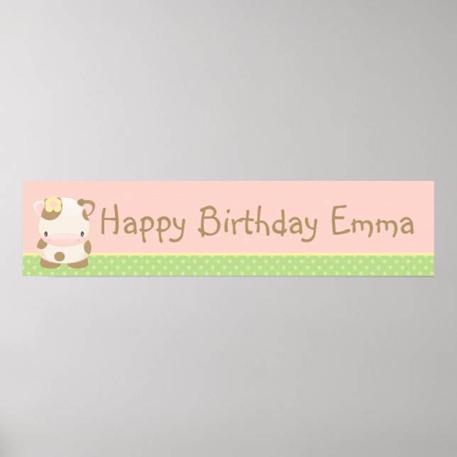 Pôster Diddles Farm Moo-Cow Birthday Banner (Frente)