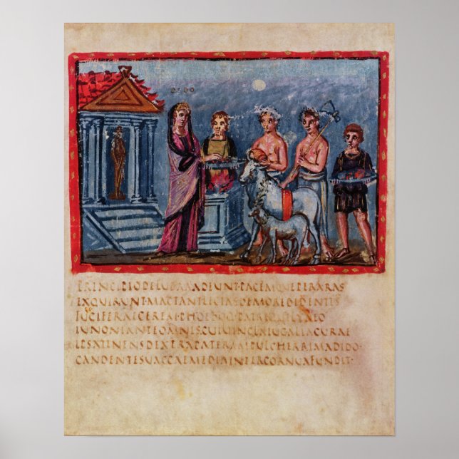 Poster Dido making a sacrifice, from Vergilius Vaticanus (Frente)
