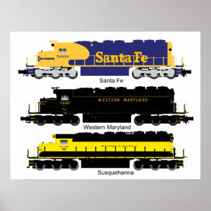 Poster diesel da locomotiva SD40 elétrica