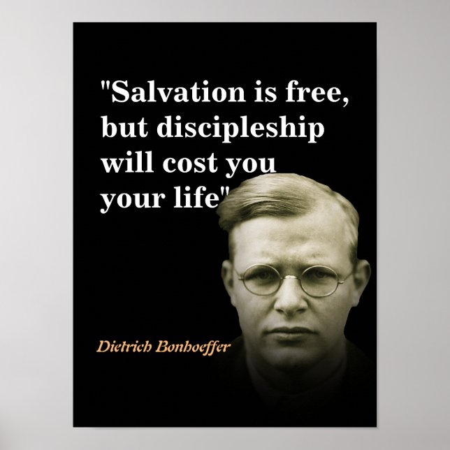 Poster Dietrich Bonhoeffer Citação Sobre Salvação (Frente)