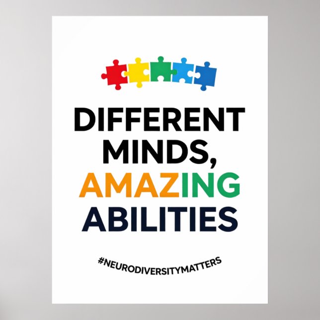 Poster Different Minds Amazing Abilities Awareness Art (Frente)