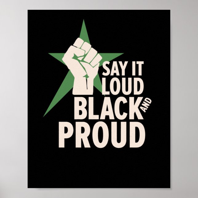 Poster Diga Alto - Design de Movimento Preto E Orgulhoso (Frente)