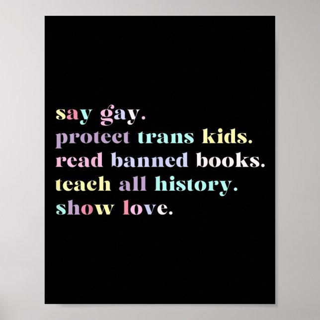 Poster Diga "Gay Protect Trans Kids" Lendo Livros Banidos (Frente)