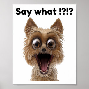 Poster Diga O Que !— Bonito Divertido Surpreende Cachorro