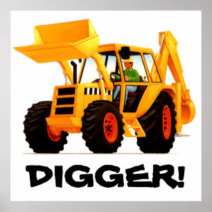Pôster Digger Amarelo Personalizado da Criança