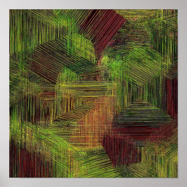 Poster Digital Glitch Geometric Fabric Pattern (Frente)