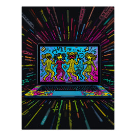 Pôster Digital Graffiti: Pop Art Laptop