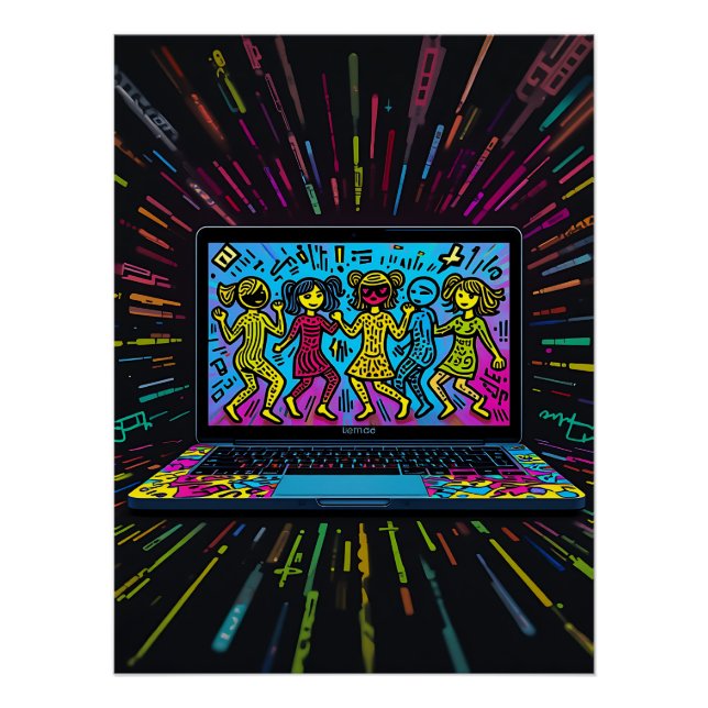 Pôster Digital Graffiti: Pop Art Laptop (Frente)