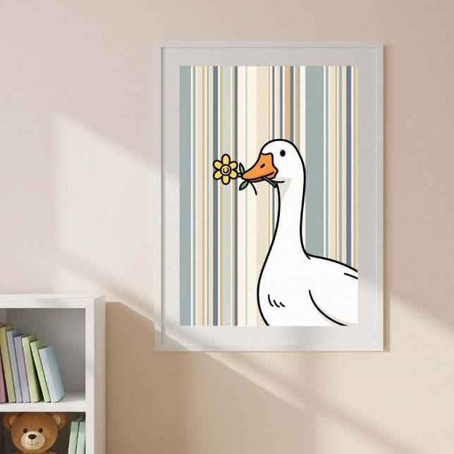 Poster Digital Prints with Cute Duck - Striped Wall Decor (Criador carregado)
